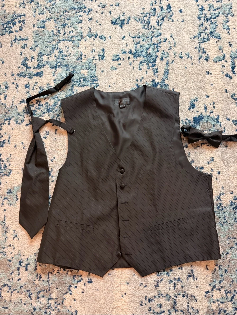 Pronto Uomo Black Pinstripe Men's Dress Vest